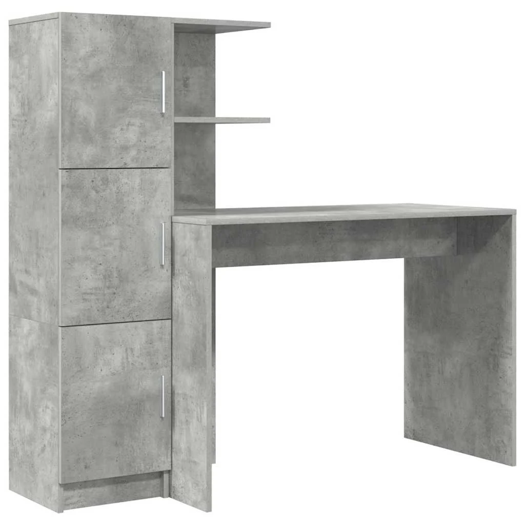 Bureau en 2 éléments 133,5 x 50 x 124 cm gris béton – vue de côté