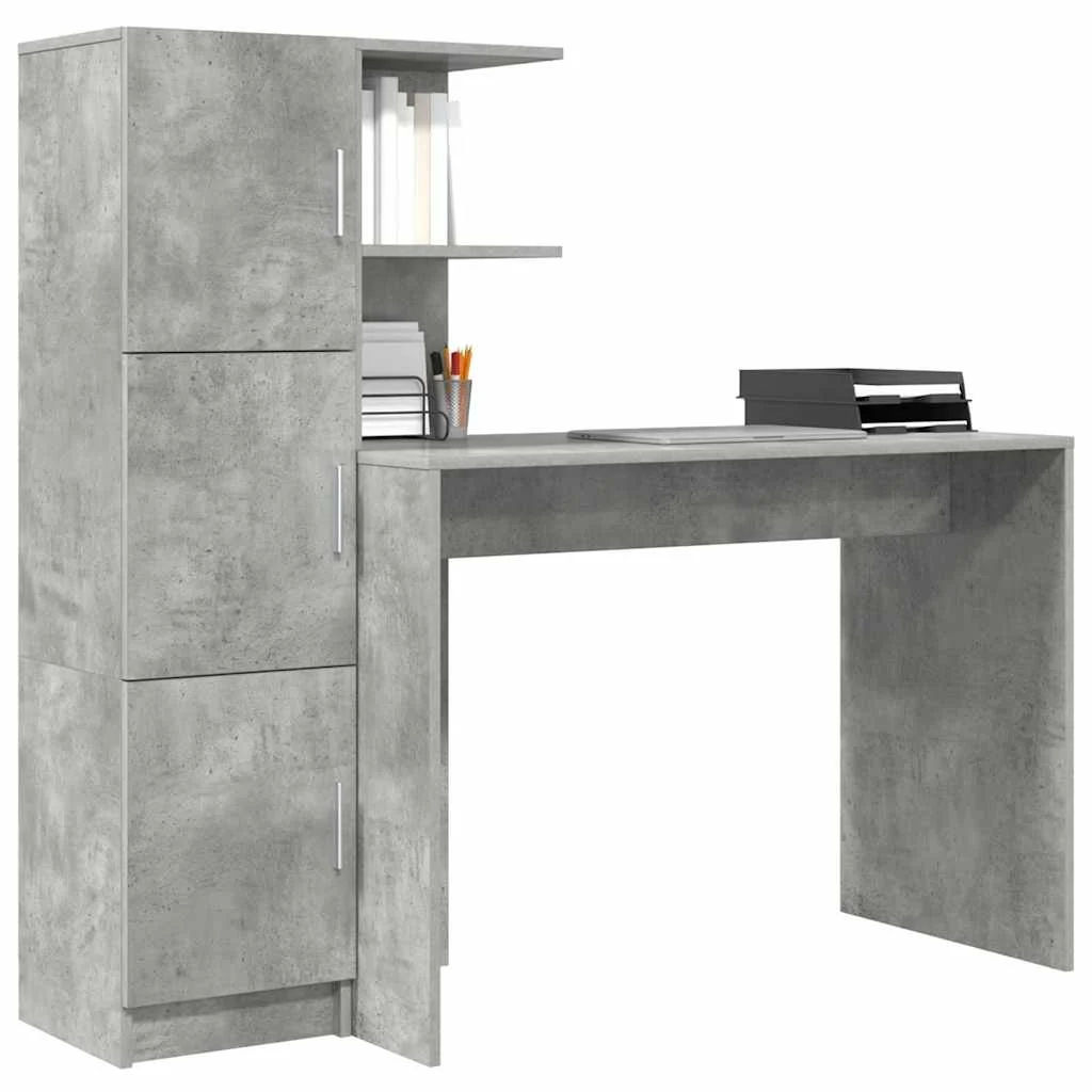 Bureau en 2 éléments 133,5 x 50 x 124 cm gris béton – vue de détail