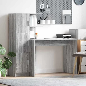 Bureau en 2 éléments 133,5 x 50 x 124 cm sonoma gris – vue d’ensemble