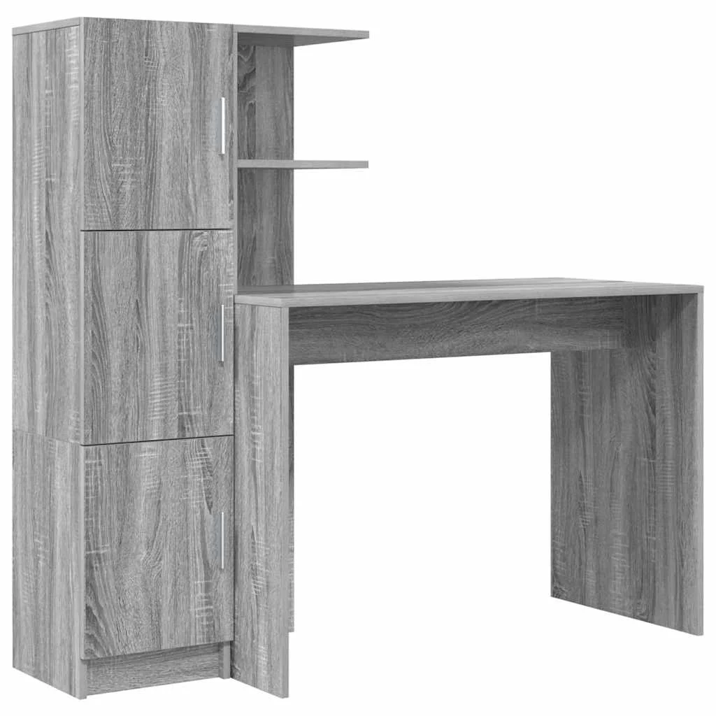 Bureau en 2 éléments 133,5 x 50 x 124 cm sonoma gris – vue de côté