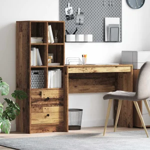 Bureau en 2 éléments 135,5 x 40 x 127 cm bois ancien – vue d’ensemble