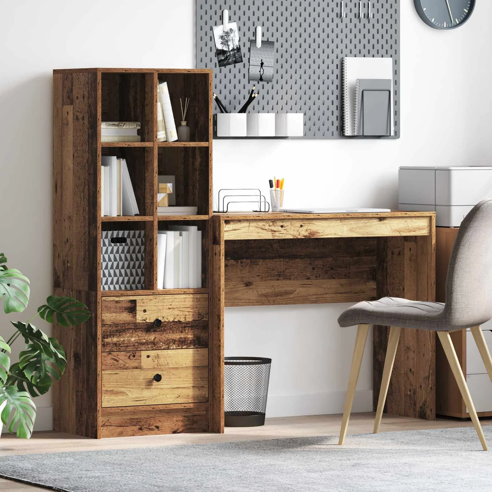 Bureau en 2 éléments 135,5 x 40 x 127 cm bois ancien – vue d’ensemble