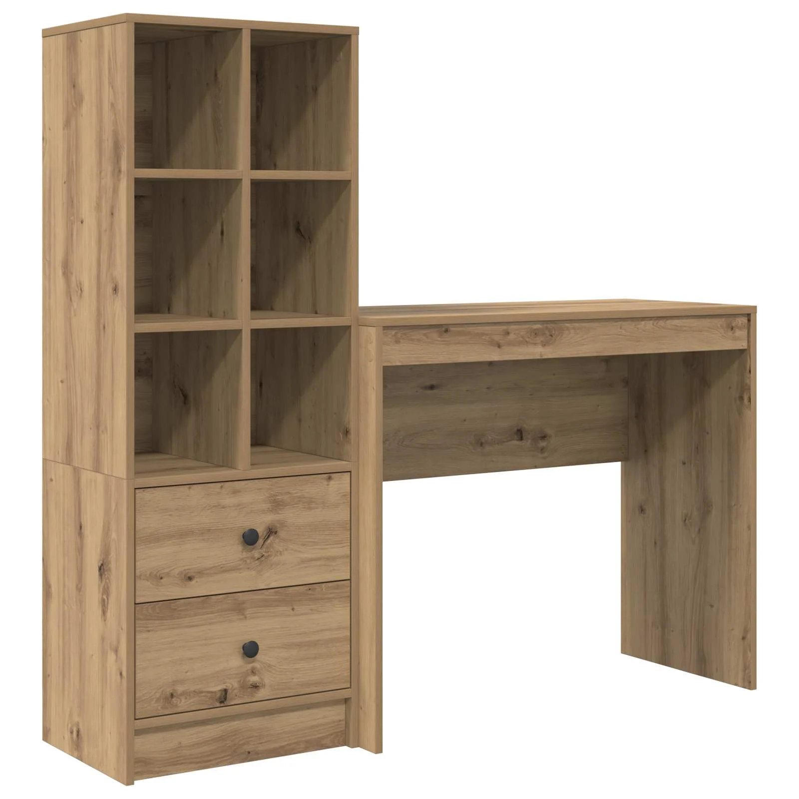 Bureau en 2 éléments 135,5 x 40 x 127 cm chêne artisanal – vue de côté