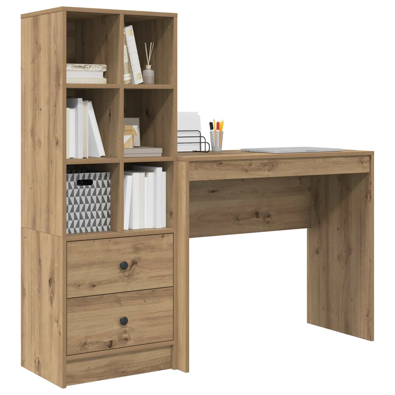 Bureau en 2 éléments 135,5 x 40 x 127 cm chêne artisanal – vue de détail