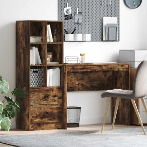 Bureau en 2 éléments 135,5 x 40 x 127 cm chêne fumé – vue d’ensemble
