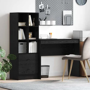Bureau en 2 éléments 135,5 x 40 x 127 cm chêne noir – vue d’ensemble