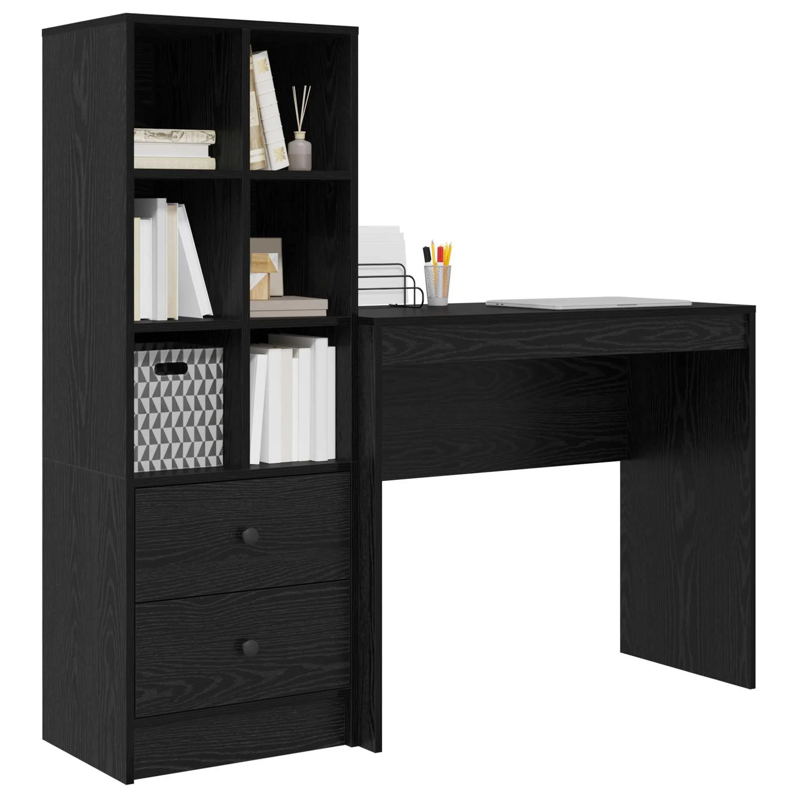 Bureau en 2 éléments 135,5 x 40 x 127 cm chêne noir – vue de détail