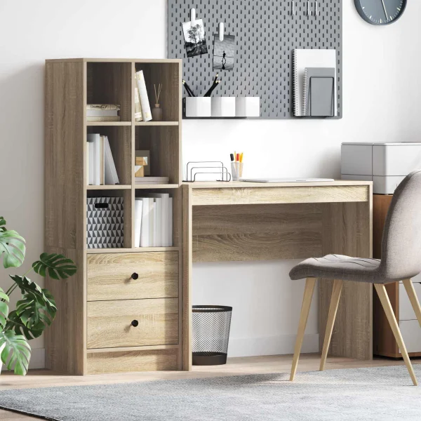 Bureau en 2 éléments 135,5 x 40 x 127 cm chêne sonoma – vue d’ensemble