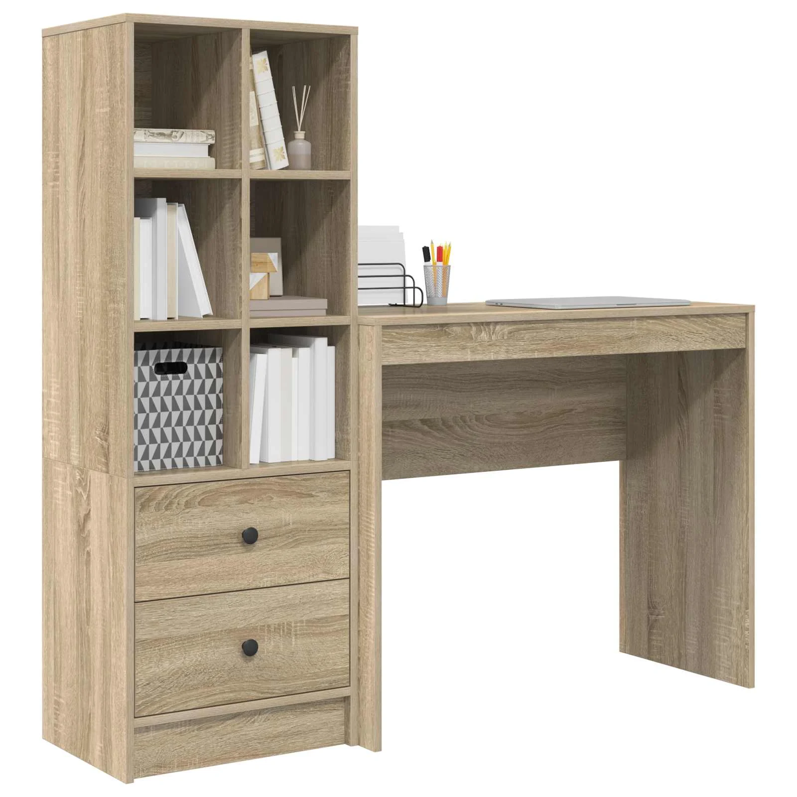 Bureau en 2 éléments 135,5 x 40 x 127 cm chêne sonoma – vue de détail