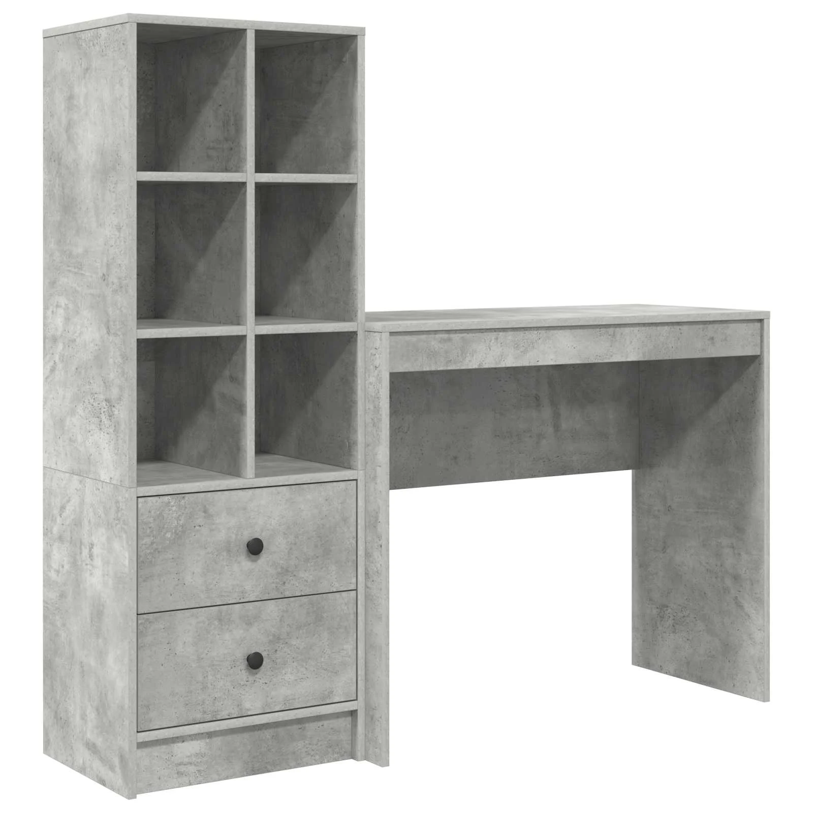 Bureau en 2 éléments 135,5 x 40 x 127 cm gris béton – vue de côté