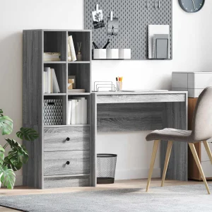 Bureau en 2 éléments 135,5 x 40 x 127 cm sonoma gris – vue d’ensemble