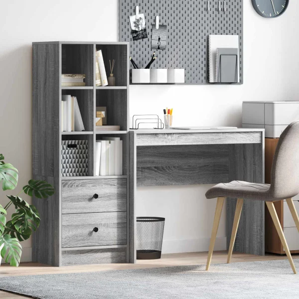 Bureau en 2 éléments 135,5 x 40 x 127 cm sonoma gris – vue d’ensemble