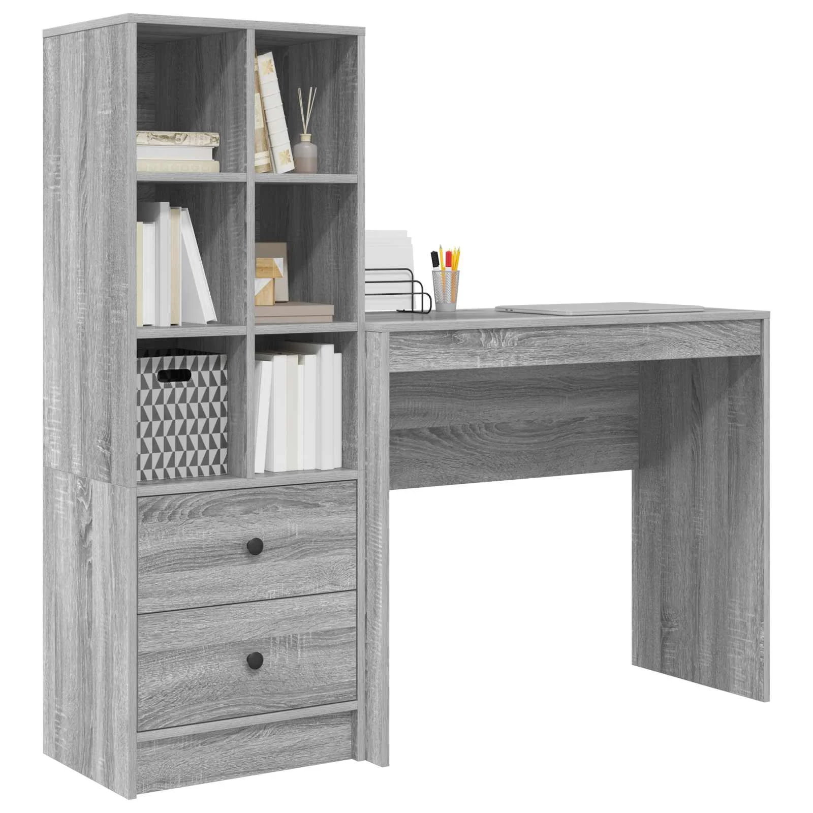 Bureau en 2 éléments 135,5 x 40 x 127 cm sonoma gris – vue de détail