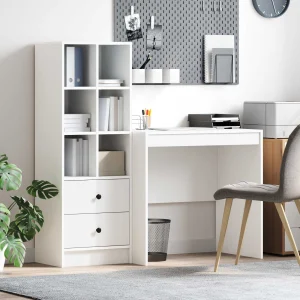 Bureau en 2 éléments 135,5 x 50 x 127 cm blanc – vue d’ensemble