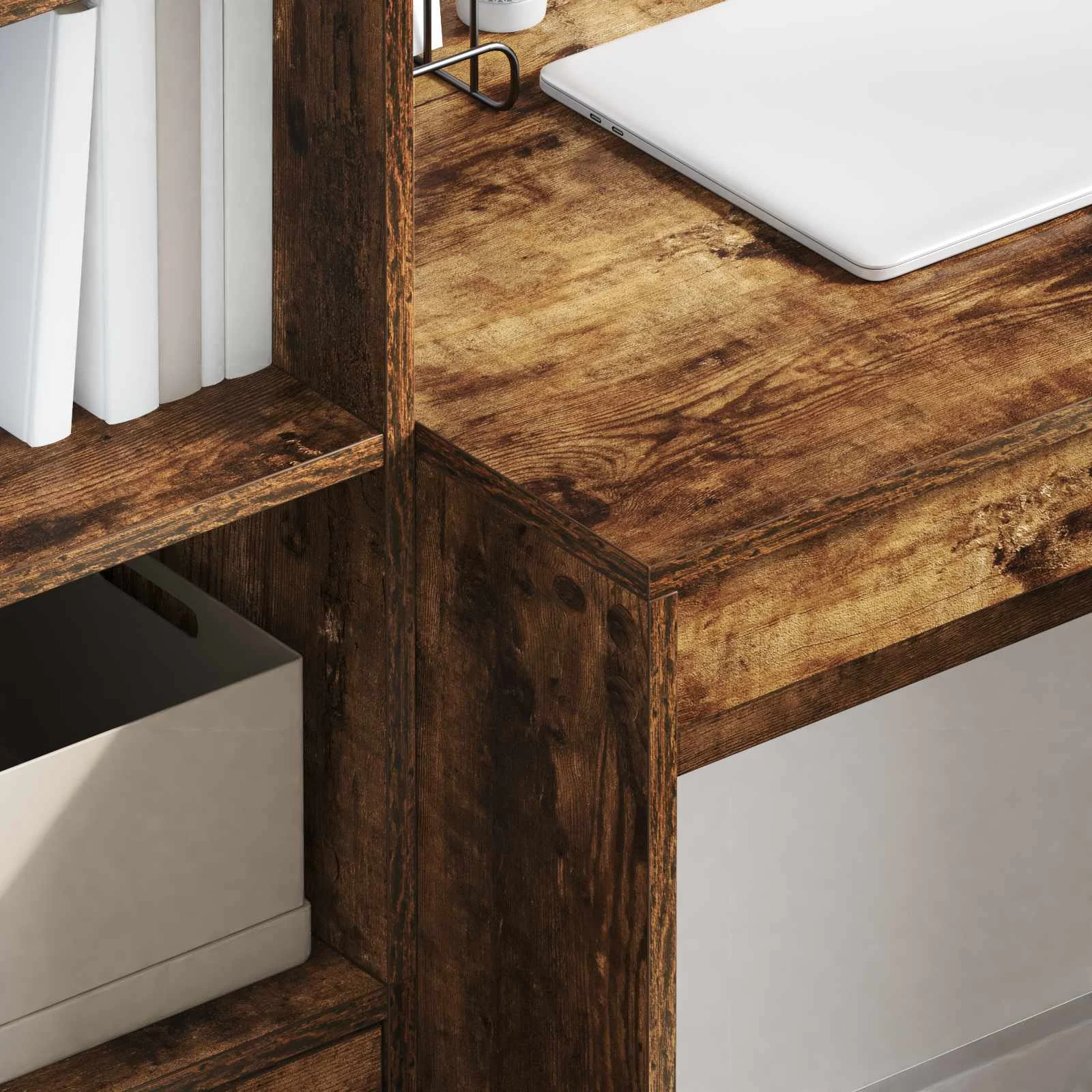 Bureau en 2 éléments 135,5 x 50 x 127 cm chêne fumé – vue en situation