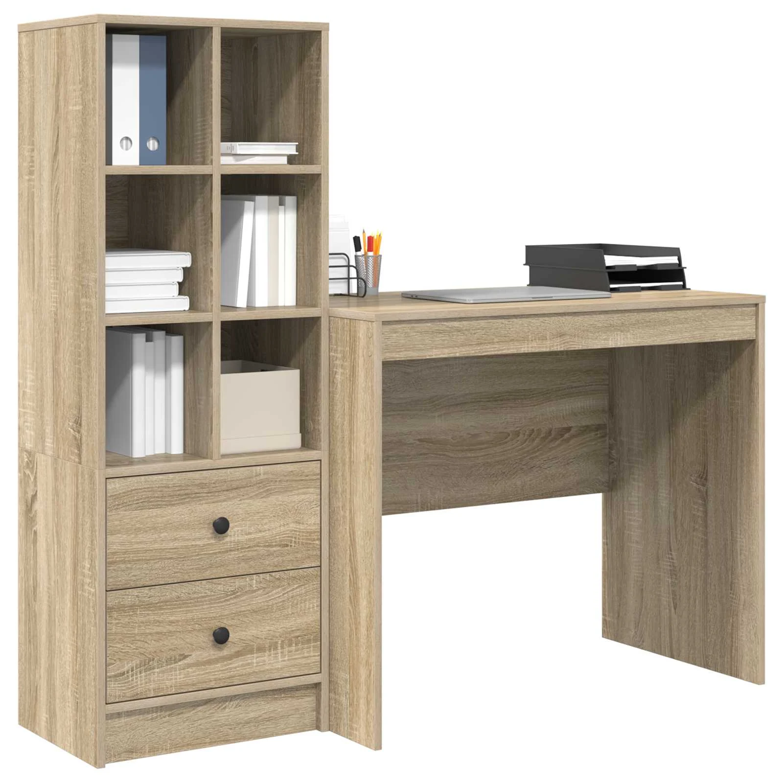 Bureau en 2 éléments 135,5 x 50 x 127 cm chêne sonoma – vue de détail