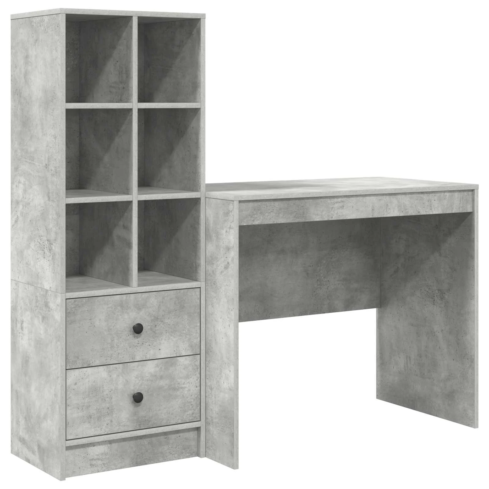 Bureau en 2 éléments 135,5 x 50 x 127 cm gris béton – vue de côté