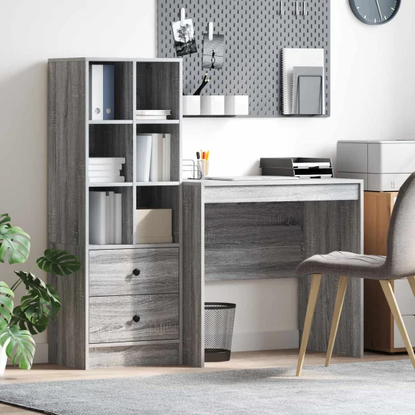 Bureau en 2 éléments 135,5 x 50 x 127 cm sonoma gris – vue d’ensemble