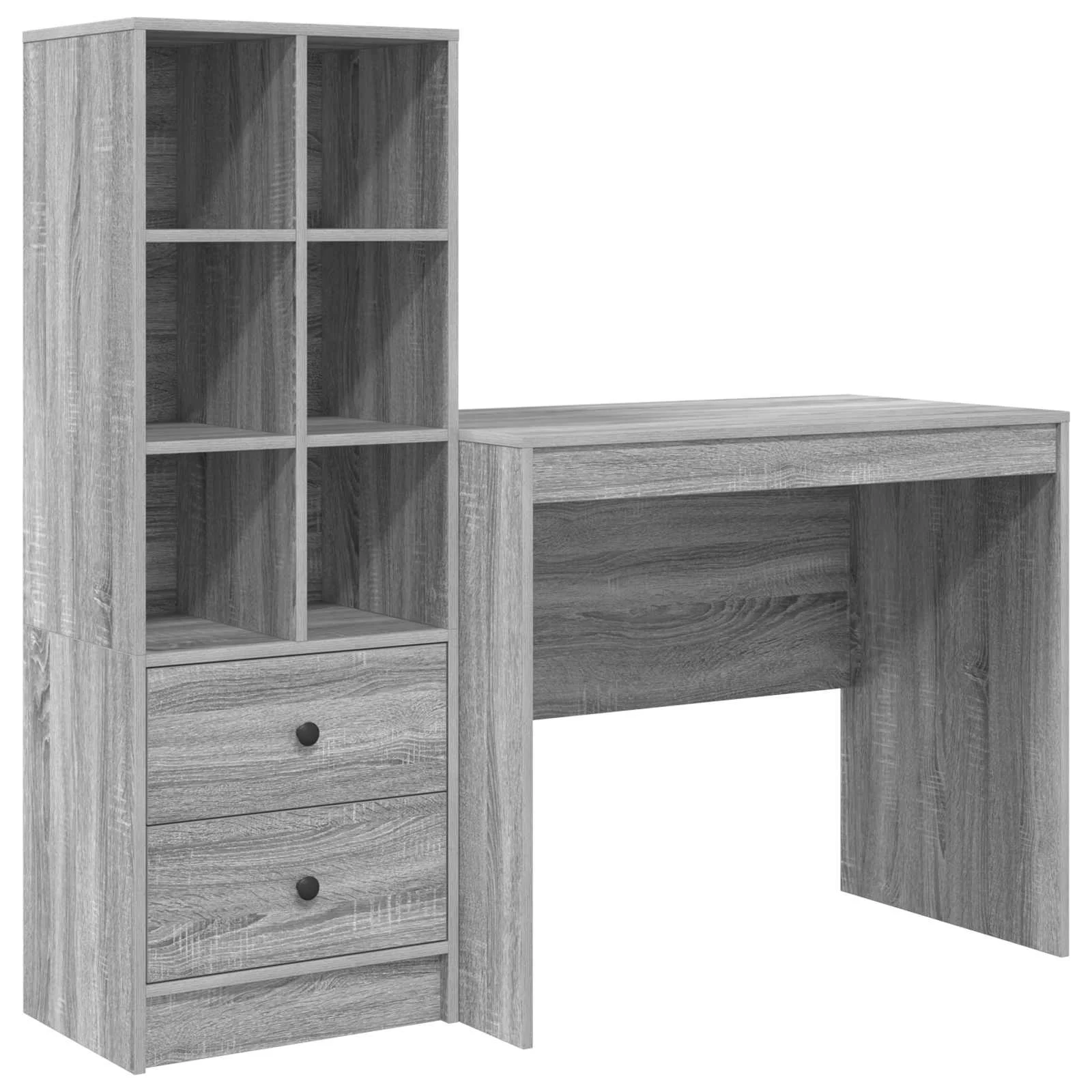 Bureau en 2 éléments 135,5 x 50 x 127 cm sonoma gris – vue de côté