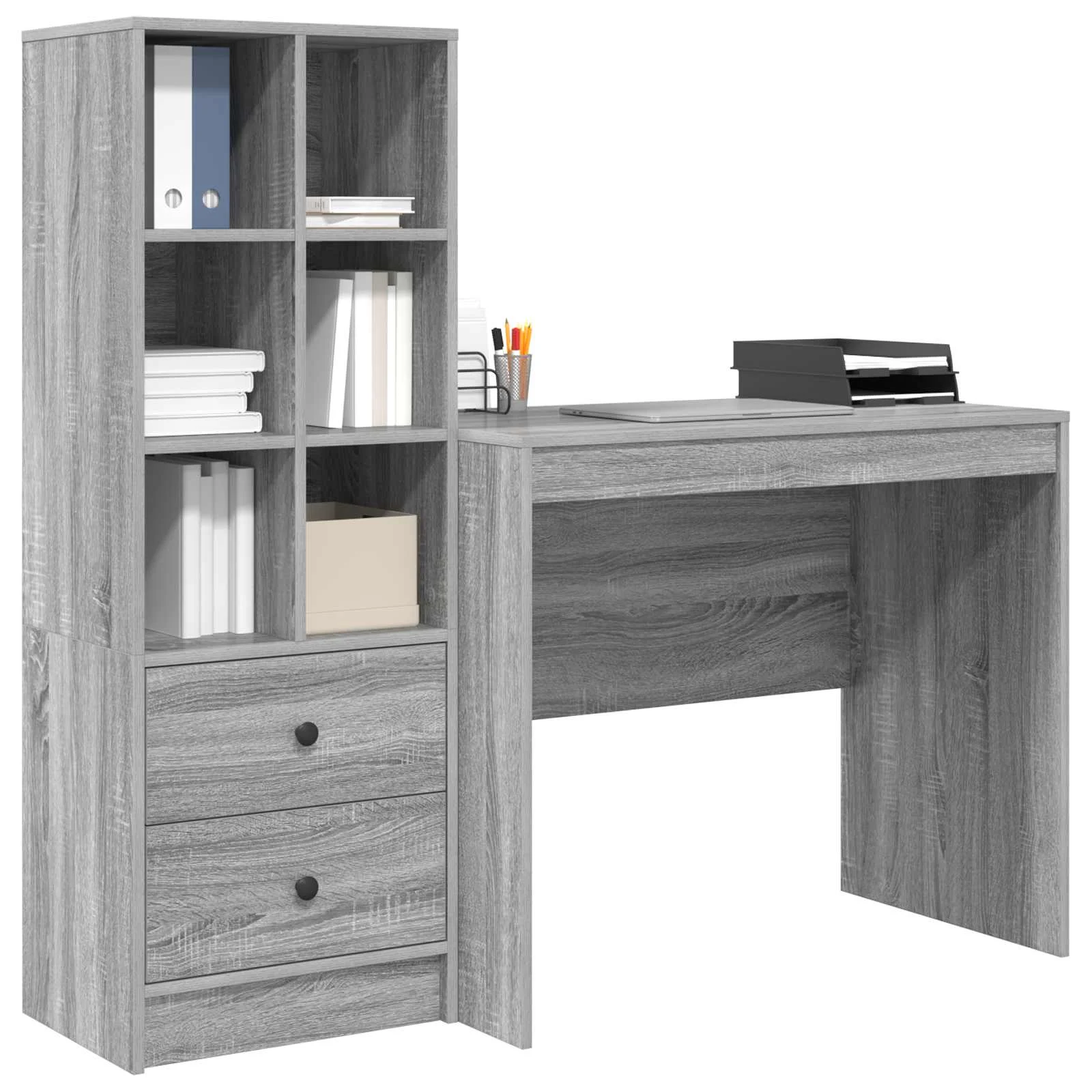 Bureau en 2 éléments 135,5 x 50 x 127 cm sonoma gris – vue de détail
