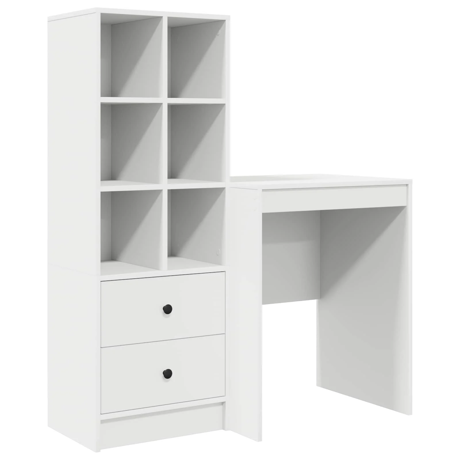 Bureau en 2 éléments 145,5 x 40 x 127 cm blanc – modèle 2 – vue de côté