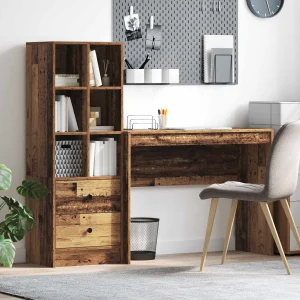 Bureau en 2 éléments 145,5 x 40 x 127 cm bois ancien – vue d’ensemble