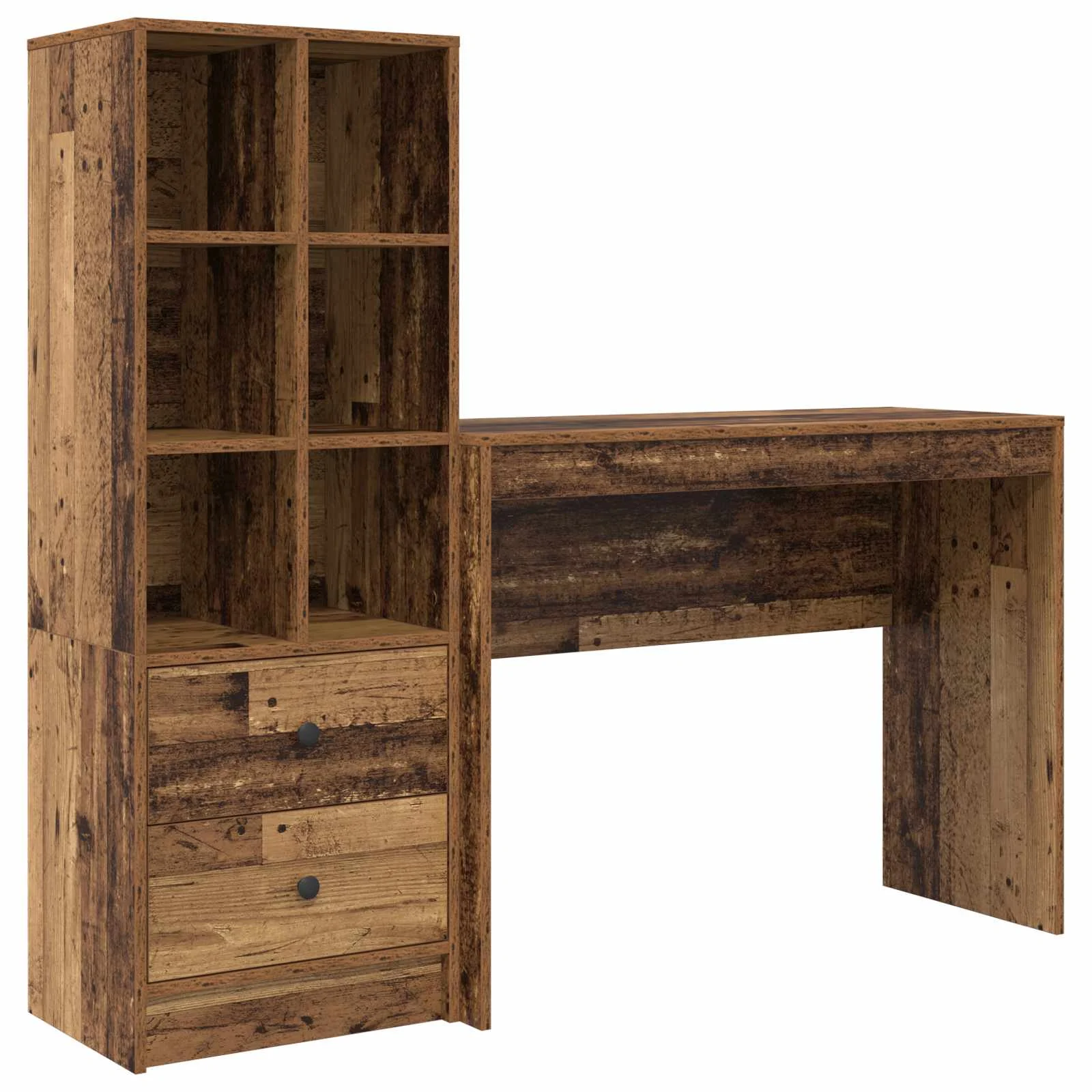 Bureau en 2 éléments 145,5 x 40 x 127 cm bois ancien – vue de côté