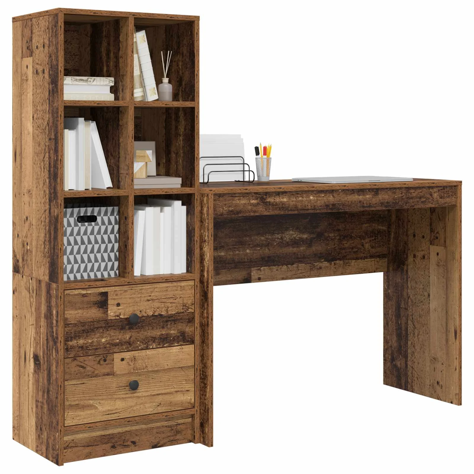 Bureau en 2 éléments 145,5 x 40 x 127 cm bois ancien – vue de détail