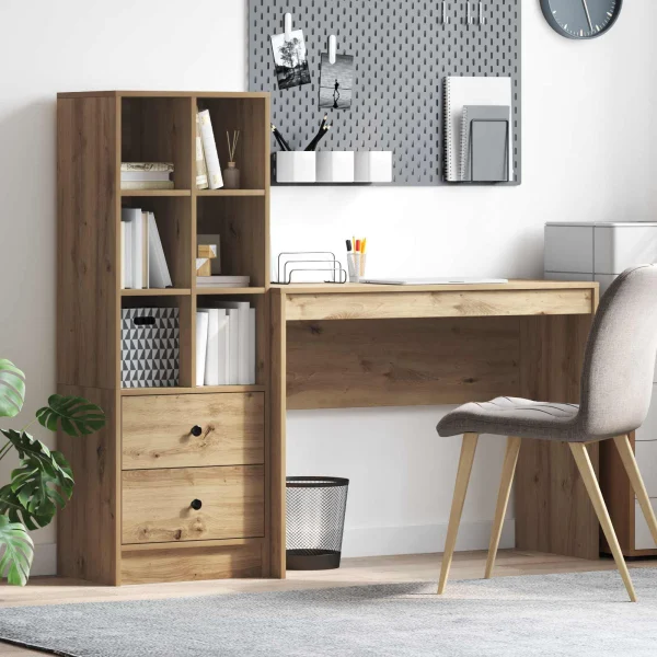 Bureau en 2 éléments 145,5 x 40 x 127 cm chêne artisanal – vue d’ensemble