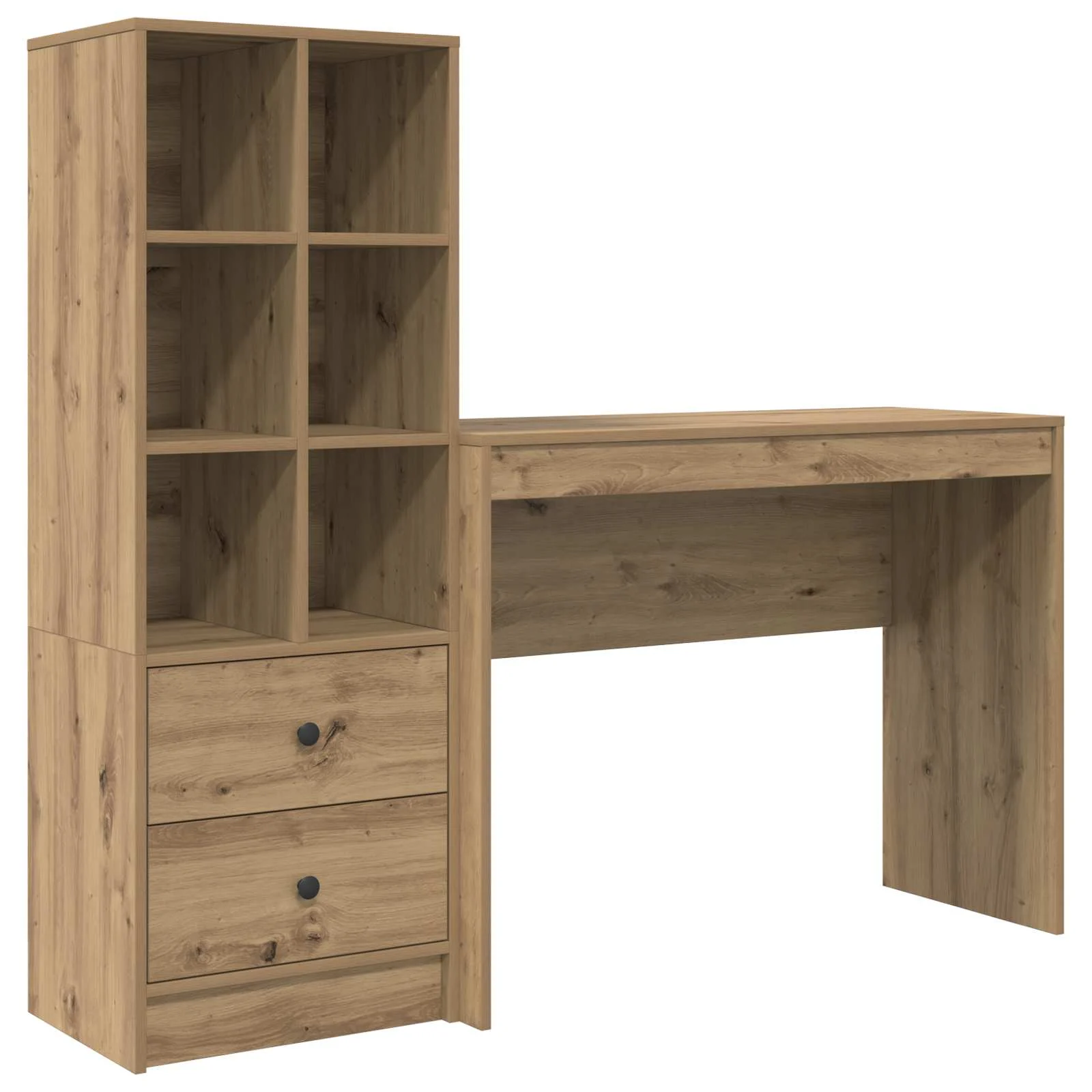 Bureau en 2 éléments 145,5 x 40 x 127 cm chêne artisanal – vue de côté