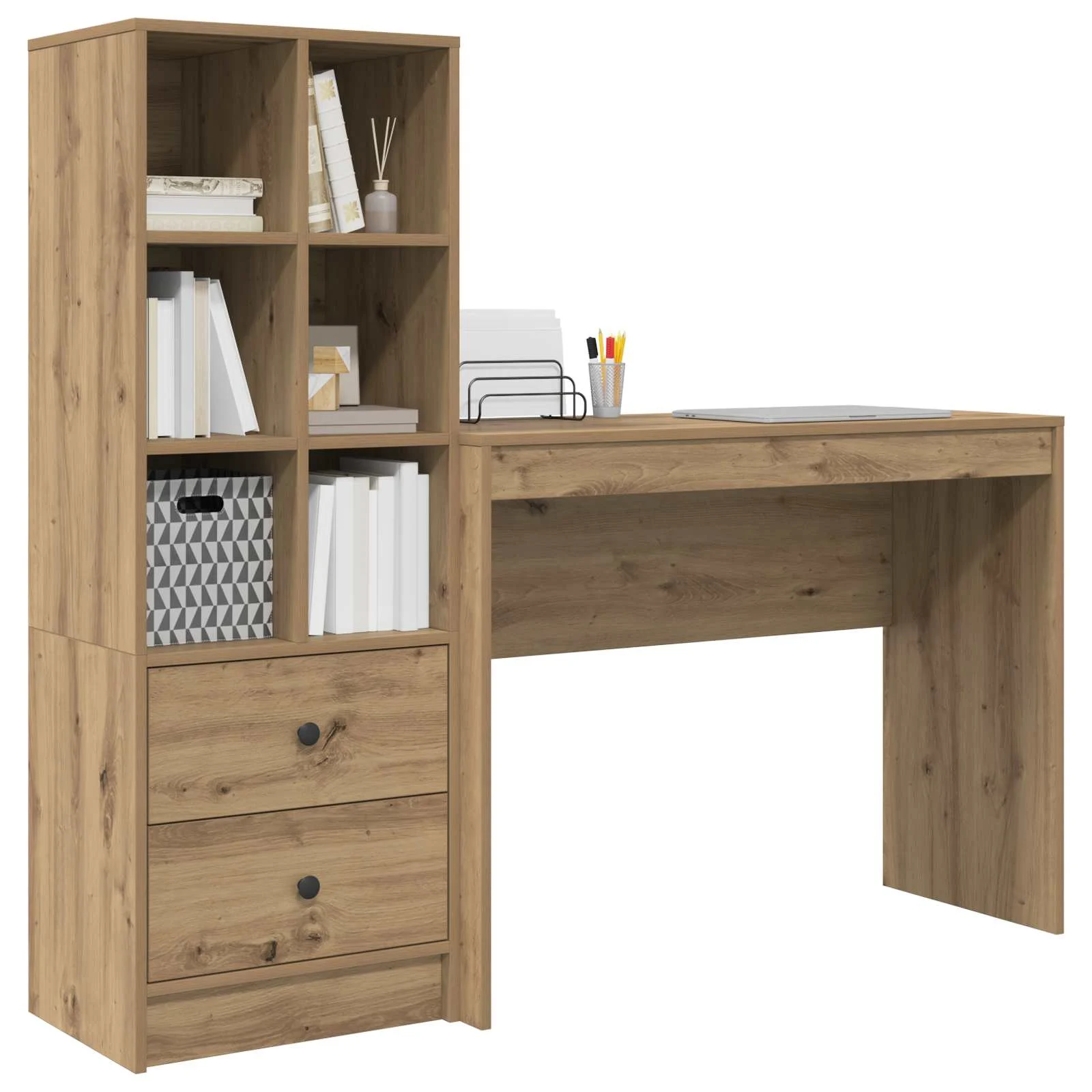 Bureau en 2 éléments 145,5 x 40 x 127 cm chêne artisanal – vue de détail