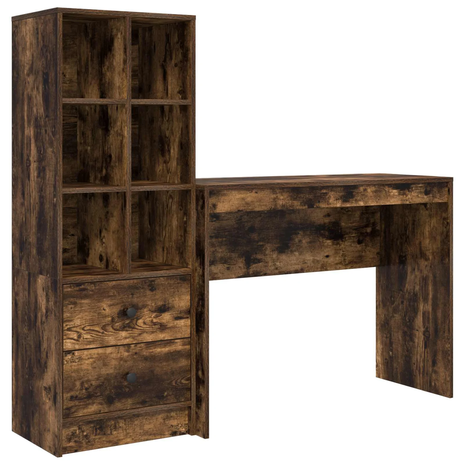 Bureau en 2 éléments 145,5 x 40 x 127 cm chêne fumé – vue de côté