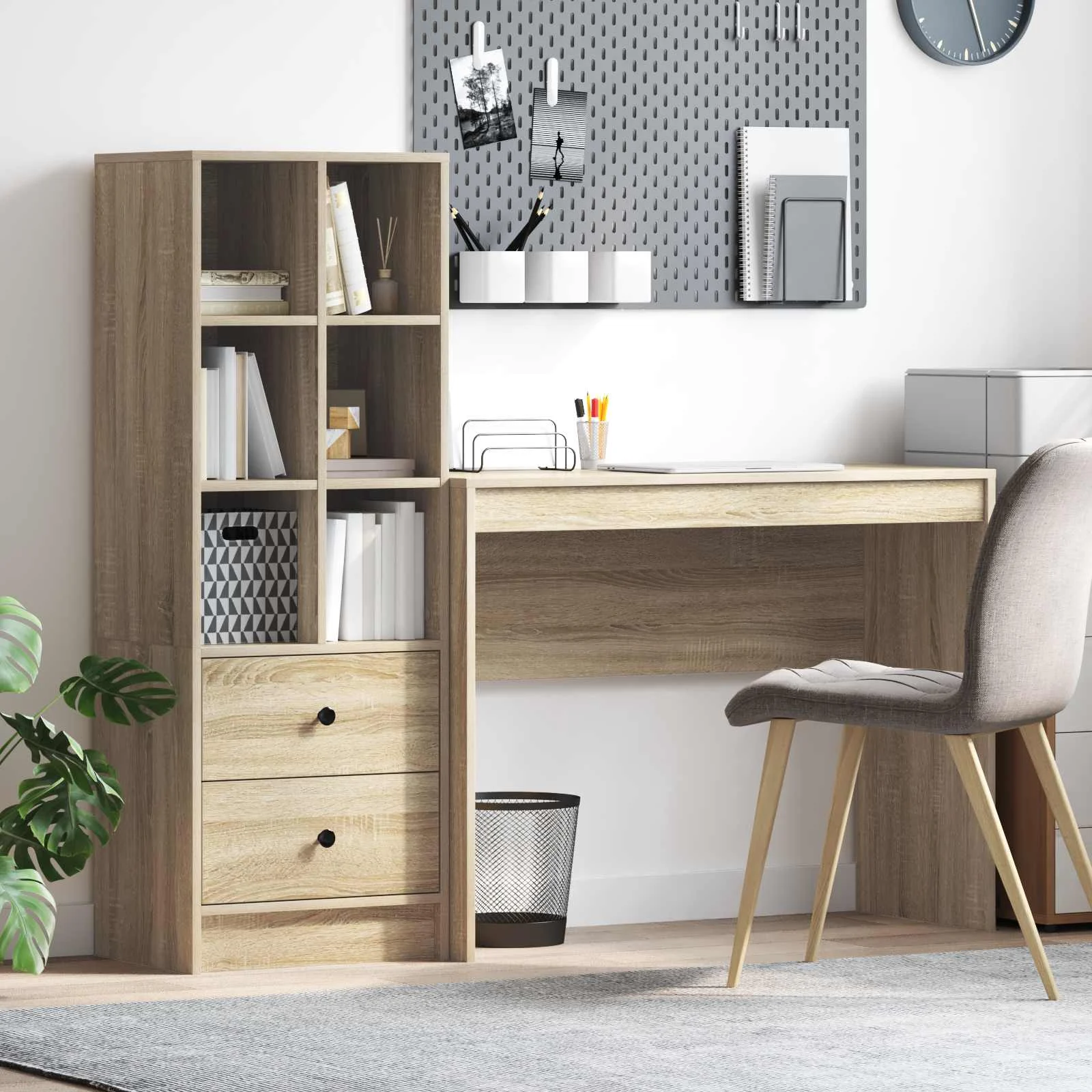 Bureau en 2 éléments 145,5 x 40 x 127 cm chêne sonoma – vue d’ensemble