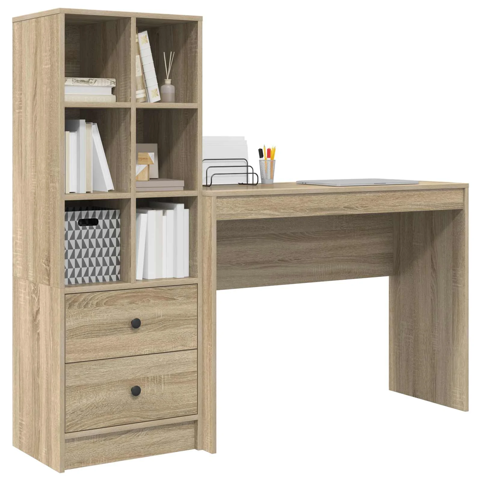Bureau en 2 éléments 145,5 x 40 x 127 cm chêne sonoma – vue de détail