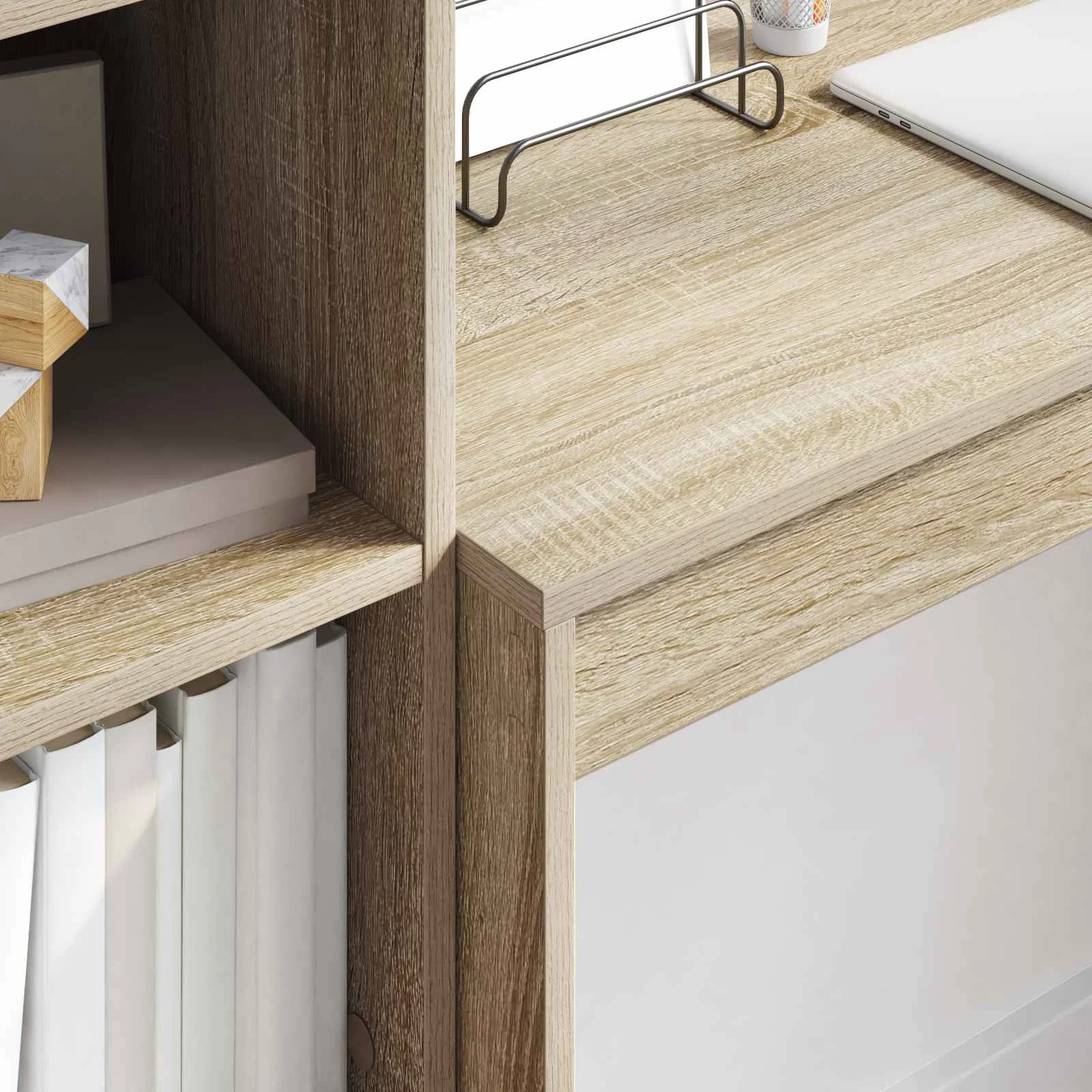 Bureau en 2 éléments 145,5 x 40 x 127 cm chêne sonoma – vue en situation