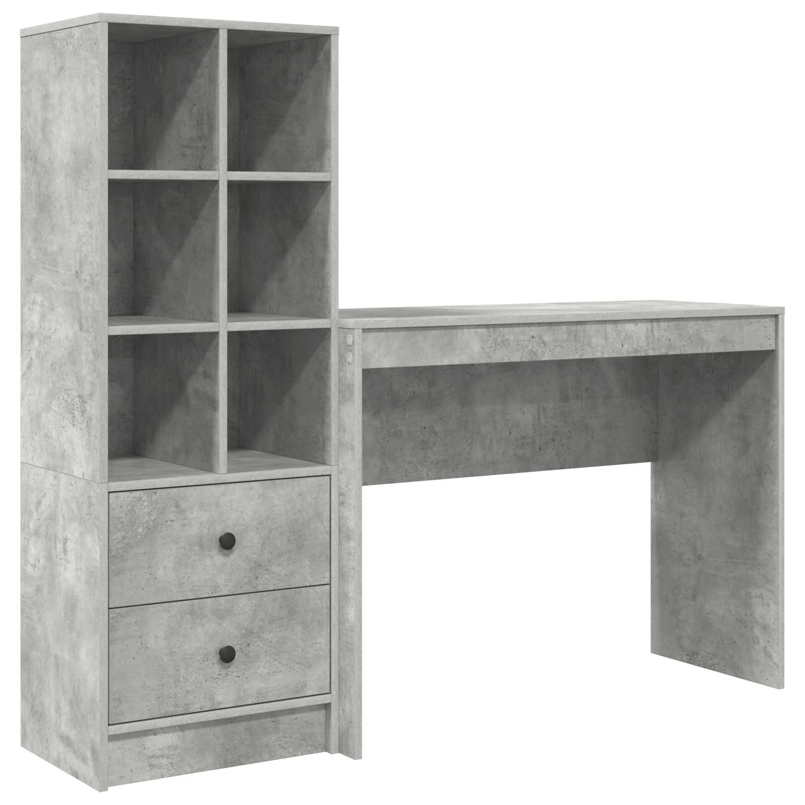 Bureau en 2 éléments 145,5 x 40 x 127 cm gris béton – vue de côté