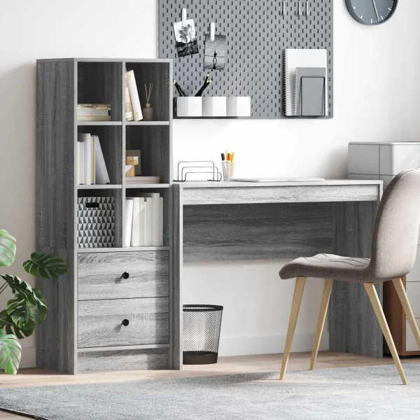 Bureau en 2 éléments 145,5 x 40 x 127 cm sonoma gris – vue d’ensemble