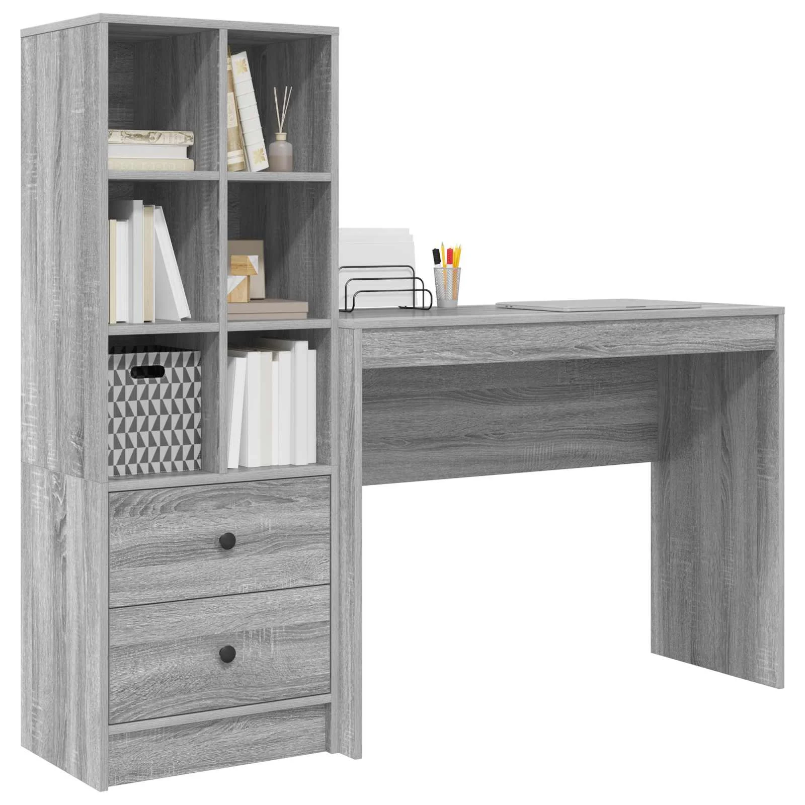Bureau en 2 éléments 145,5 x 40 x 127 cm sonoma gris – vue de détail