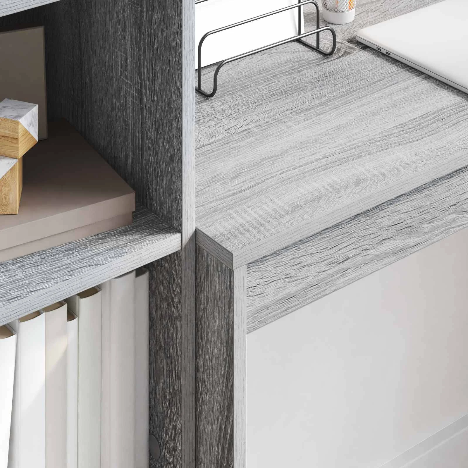 Bureau en 2 éléments 145,5 x 40 x 127 cm sonoma gris – vue en situation