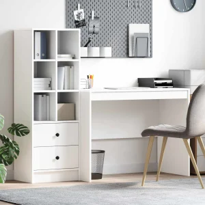 Bureau en 2 éléments 145,5 x 50 x 127 cm blanc – vue d’ensemble