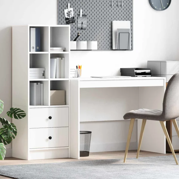 Bureau en 2 éléments 145,5 x 50 x 127 cm blanc – vue d’ensemble