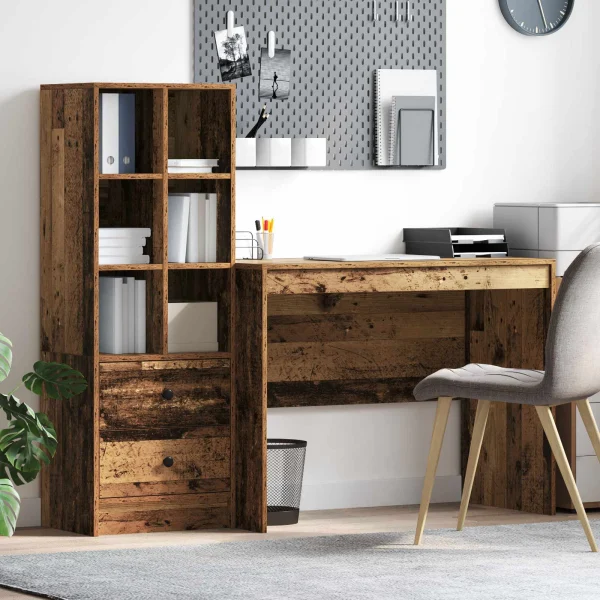 Bureau en 2 éléments 145,5 x 50 x 127 cm bois ancien – vue d’ensemble