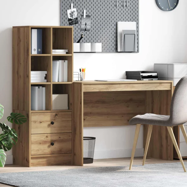 Bureau en 2 éléments 145,5 x 50 x 127 cm chêne artisanal – vue d’ensemble
