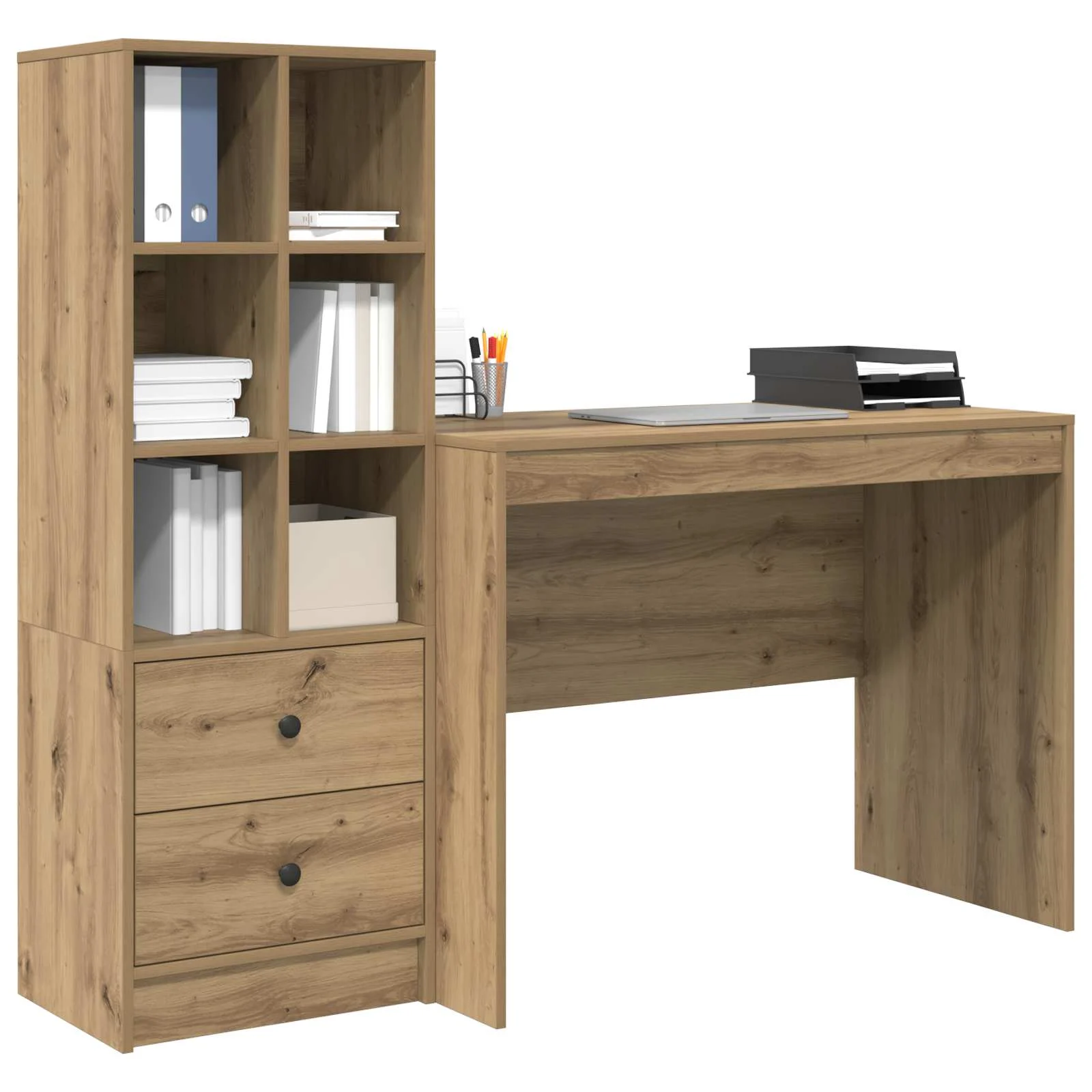 Bureau en 2 éléments 145,5 x 50 x 127 cm chêne artisanal – vue de détail