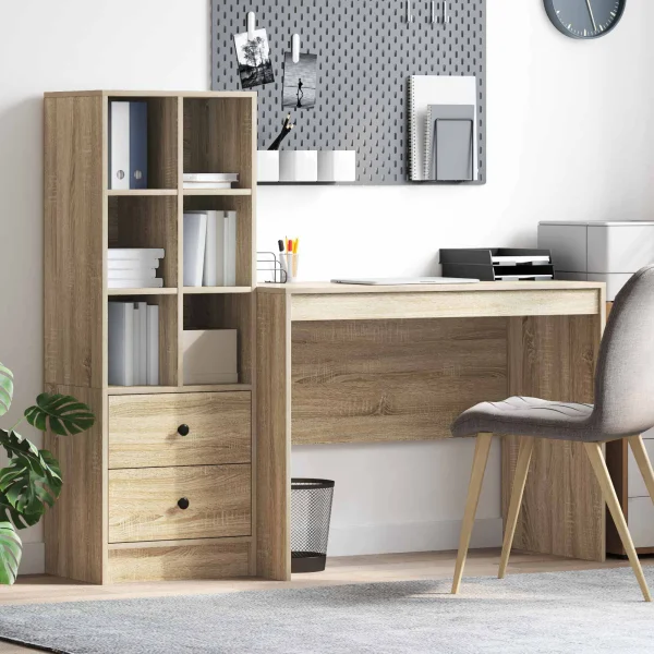 Bureau en 2 éléments 145,5 x 50 x 127 cm chêne sonoma – vue d’ensemble
