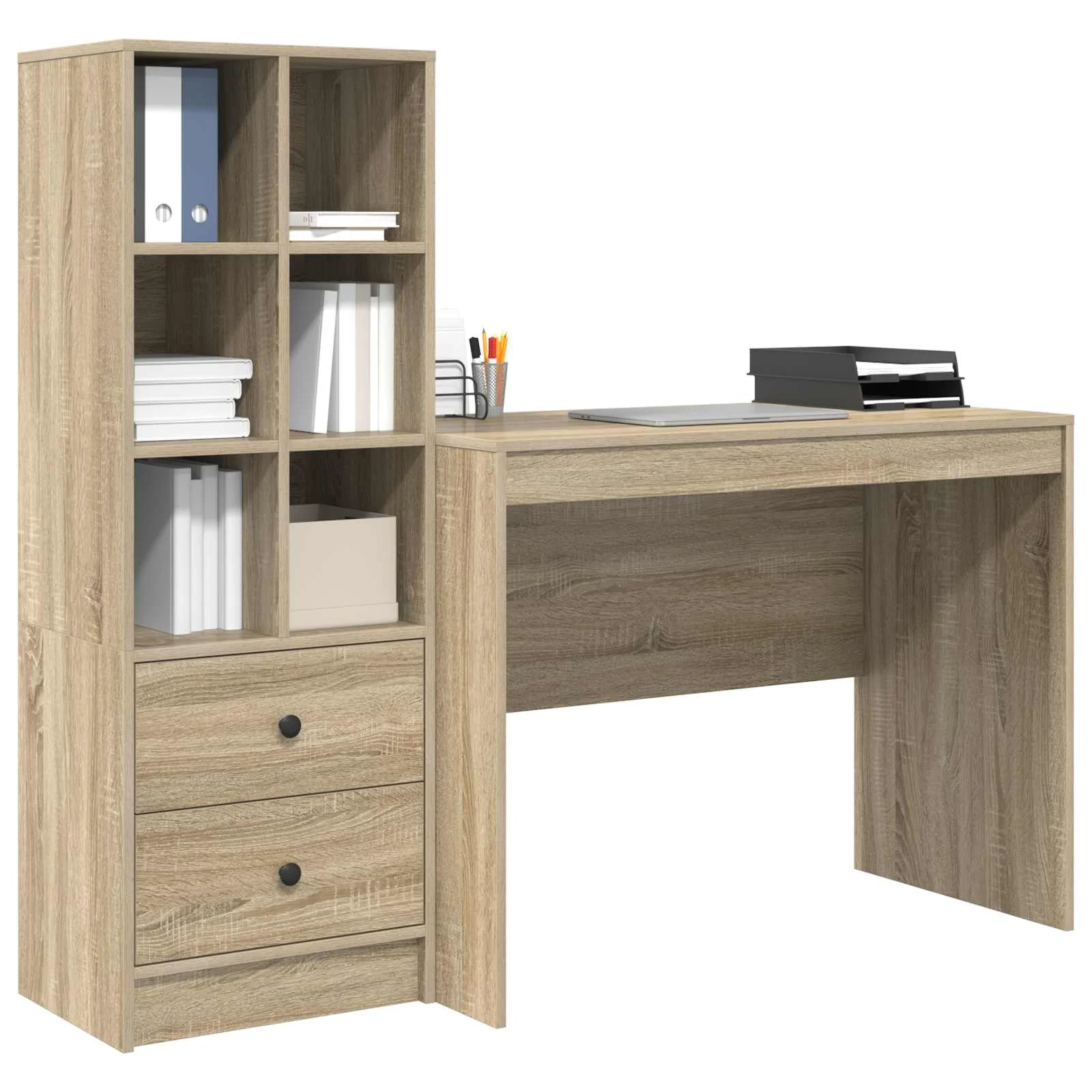Bureau en 2 éléments 145,5 x 50 x 127 cm chêne sonoma – vue de détail