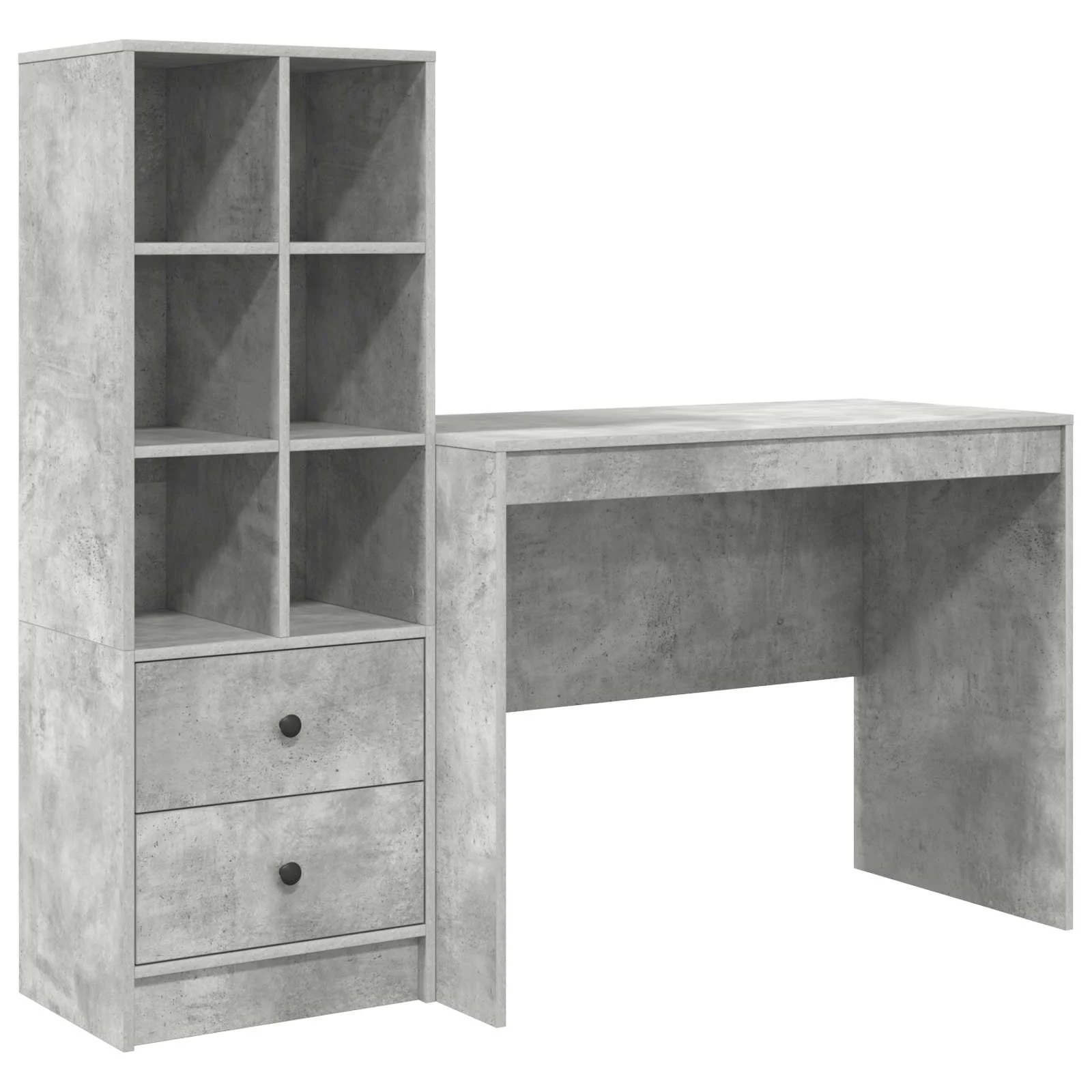 Bureau en 2 éléments 145,5 x 50 x 127 cm gris béton – vue de côté