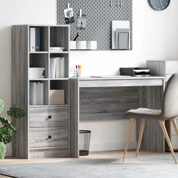Bureau en 2 éléments 145,5 x 50 x 127 cm sonoma gris – vue d’ensemble