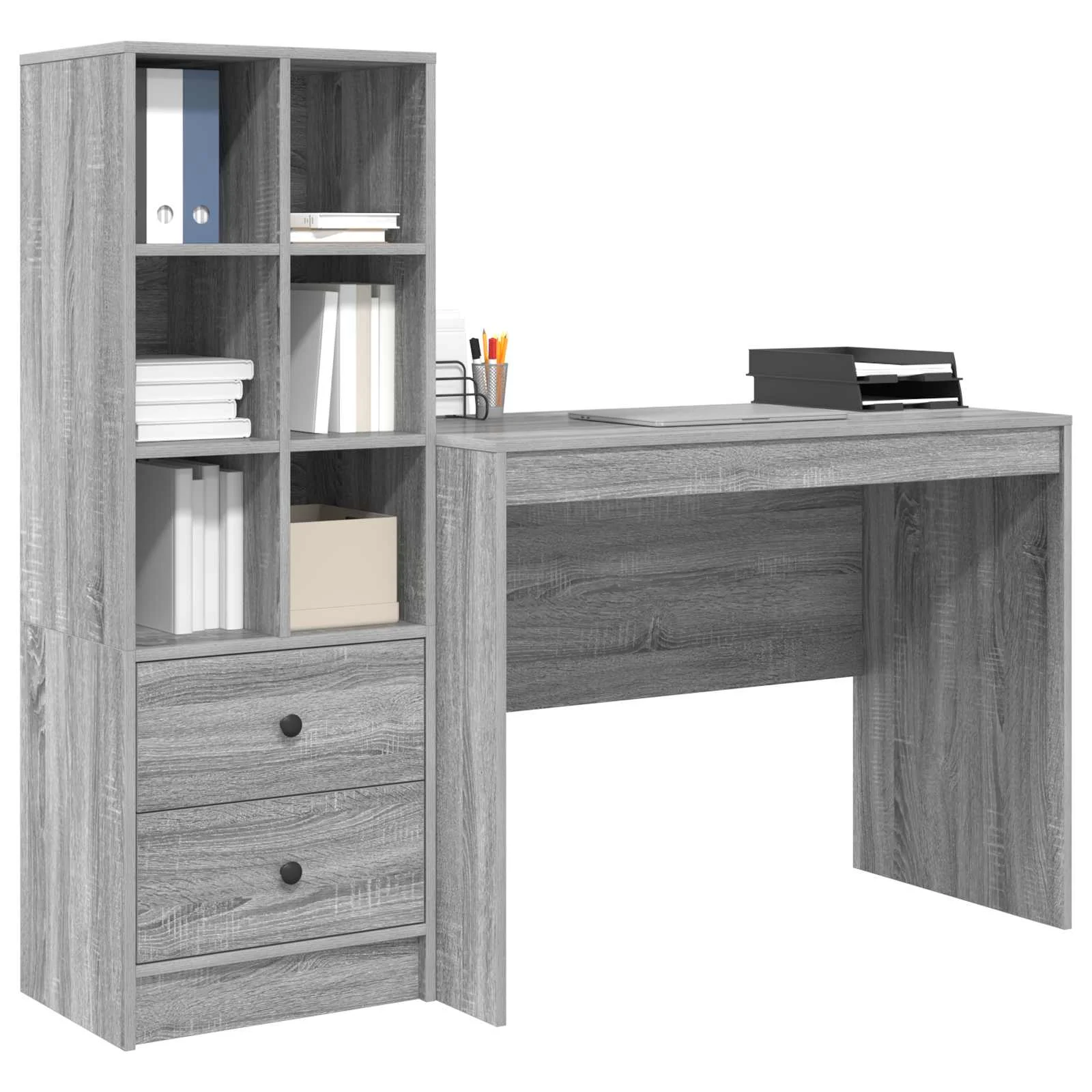 Bureau en 2 éléments 145,5 x 50 x 127 cm sonoma gris – vue de détail
