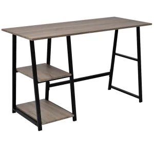 Bureau avec 2 étagères 120 x 50 x 73 cm gris mdf – vue d’ensemble